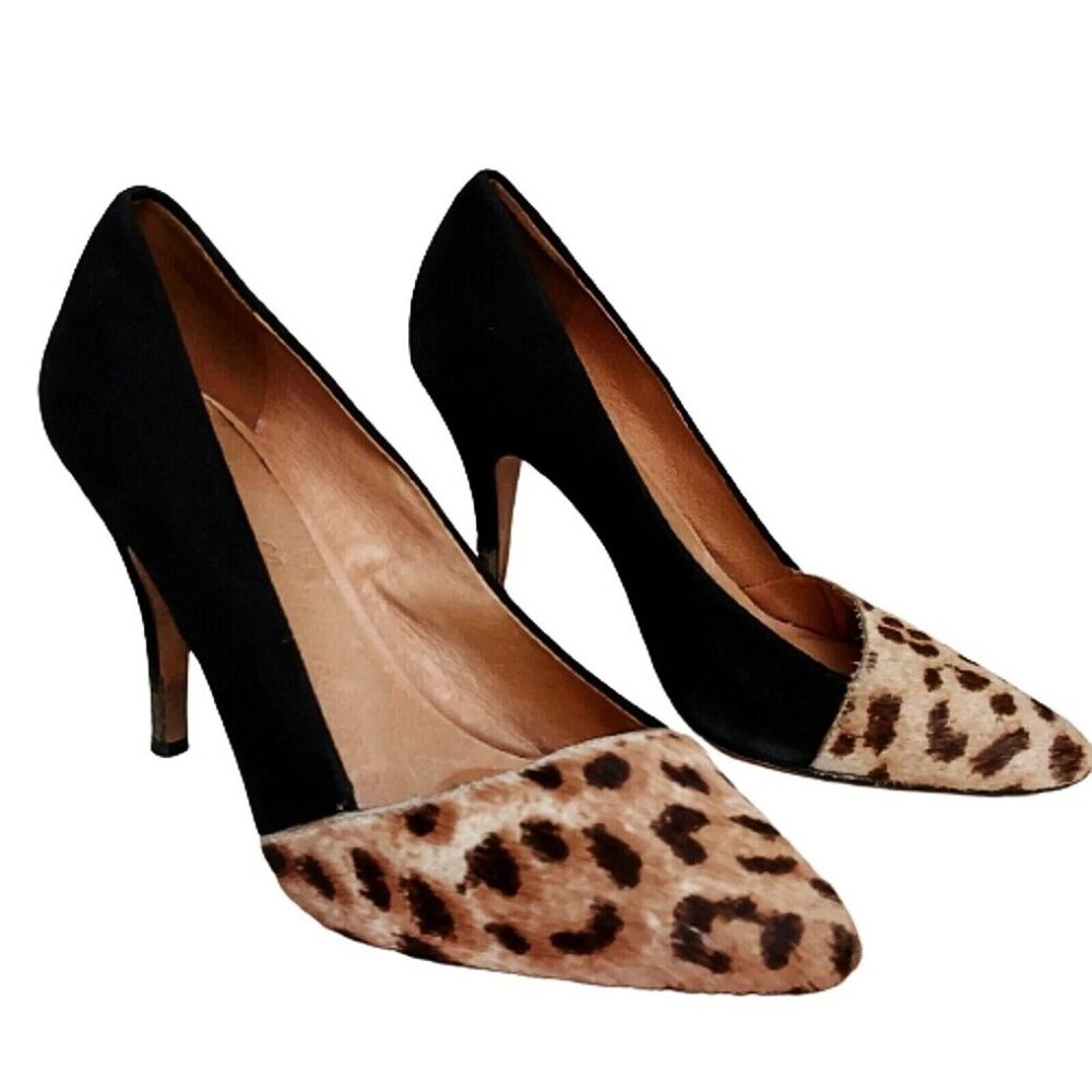Madewell The Mira Pump Genuine Suede Leopard Print Stiletto Heel Size 6 NIB - Picture 5 of 6